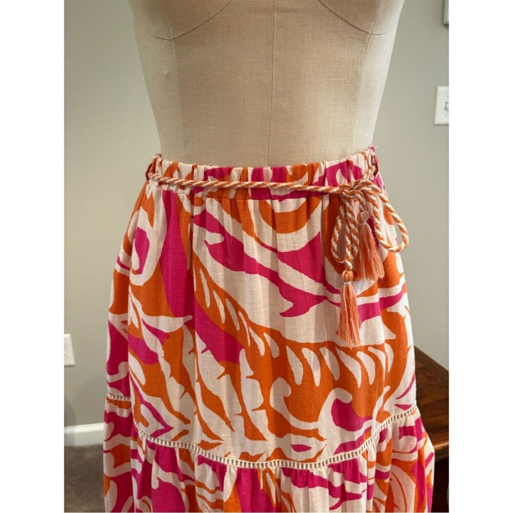 Christian Siriano Tiered Linen Blend Maxi Skirt Size XS - Picture 2 of 11